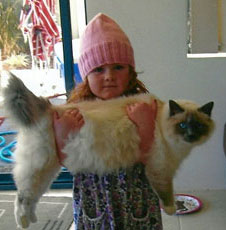 Pauline's granddaughter Chloe with her cat Gizmo