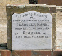 Headstone of Charles and Isabella (Hovey) Mann.