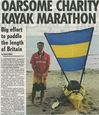 Newspaper story on Jonathan Tolhurst's kayak trip