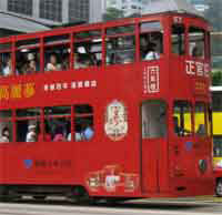 Red tram in Hong Kong