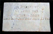 Headstone of Victoria (Robinson) Mann.