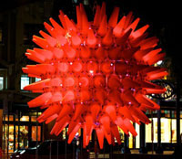 Lamp in Sydney made from 200 traffic cones