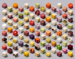 Photograph of cubes of food