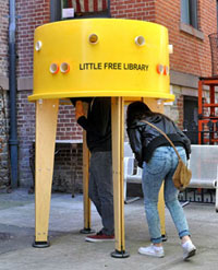 Wonderful idea, a free library right in the street in New York