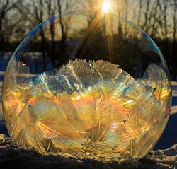 Frozen bubble photographed by Hope Carter in Michigan