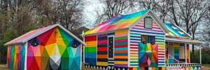 Artist Okuda San Miguel transformed a derelict house to a rainbow.